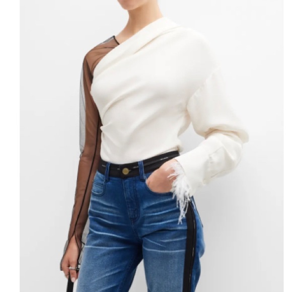 Hellessy
Solene Mixed-Media Feather-Trim Asymmetric Blouse - Picture 2 of 3